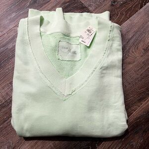 Arie Light Green V-Neck Sweatshirt